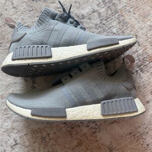 Adidas Light Gray Knit Sneakers (NMDs)